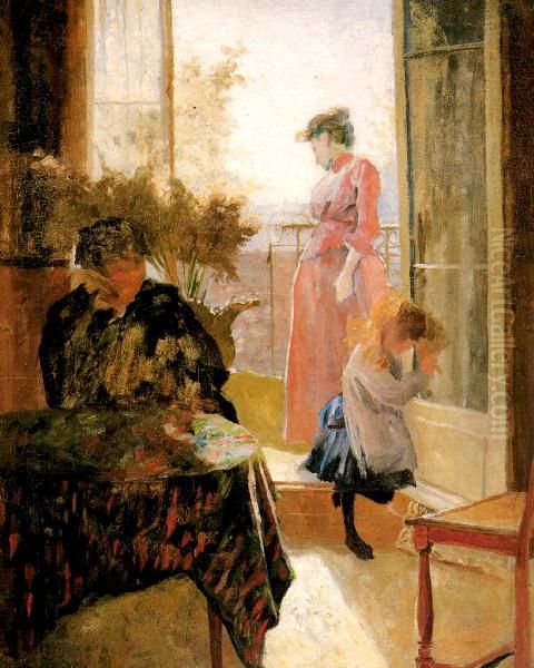 Estudio para el balcon Oil Painting by Cristobal Rojas