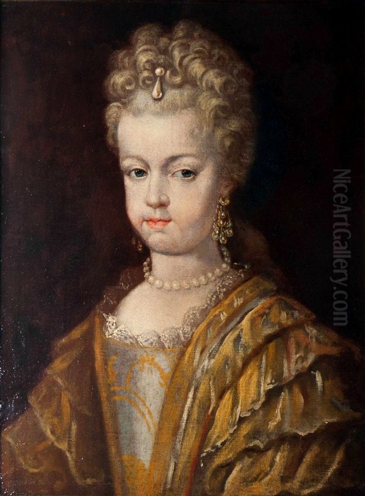 Maria Amalia of Brandenburg, duchess of Saxe-Zeitz (1670-1739) Oil Painting by Gedeon Romandon