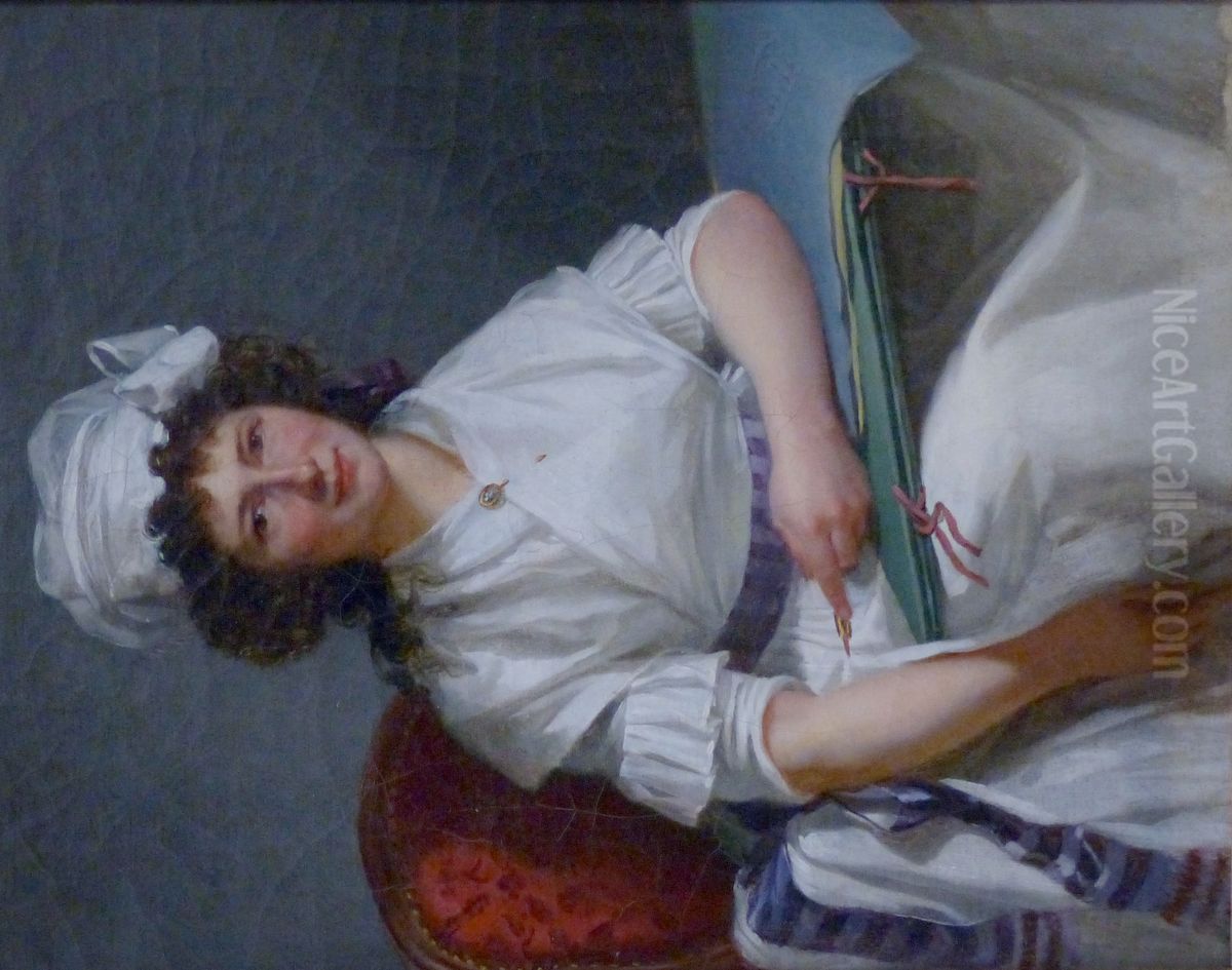 A Draftswoman Oil Painting by Francois-Xavier Fabre