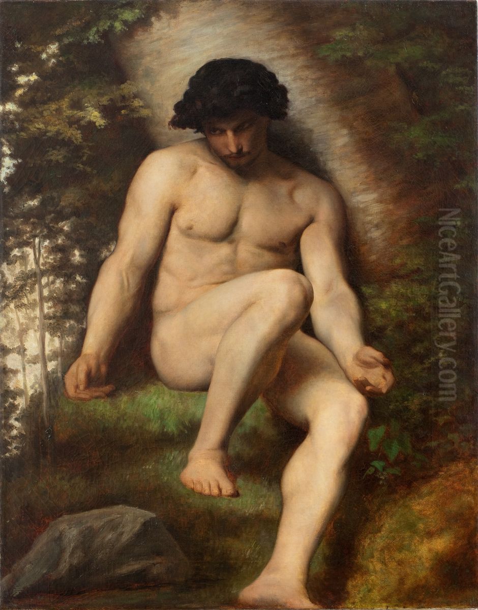 etude pour le paradis perdu : Adam Oil Painting by Alexandre Cabanel