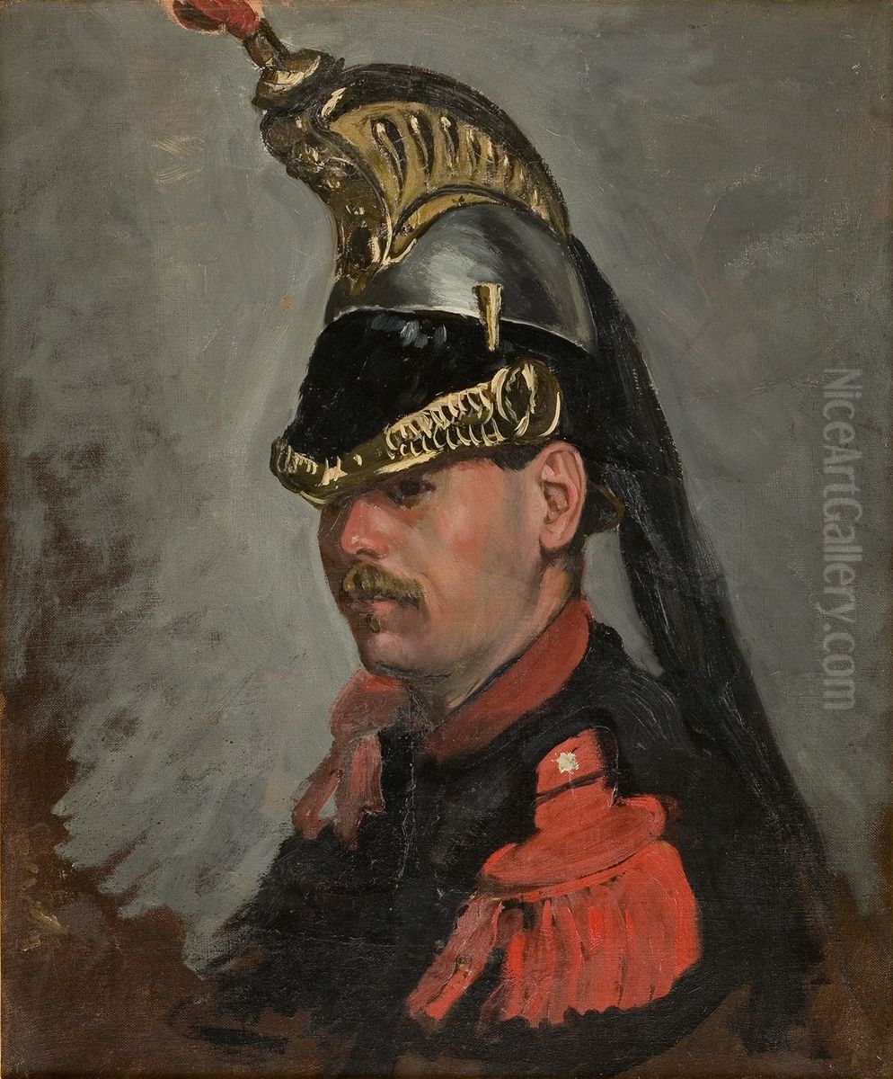 Portrait de M. Alphonse Tissie en cuirassier Oil Painting by Frederic Bazille