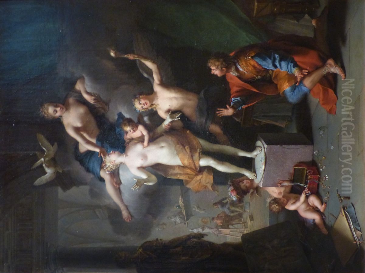 Pygmalion adoring his statue Oil Painting by Jean Raoux