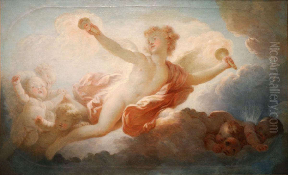 L'amour embrassant l'univers Oil Painting by Jean-Honore Fragonard