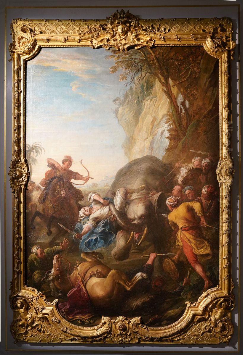 Elephant hunt Oil Painting by Charles Parrocel