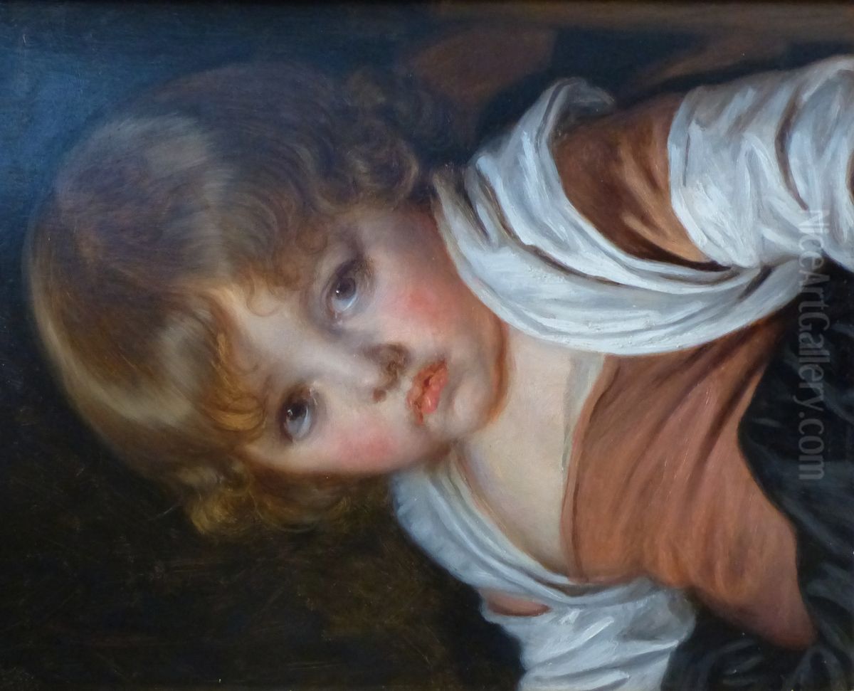 Une fillette Oil Painting by Jean-Baptiste Greuze