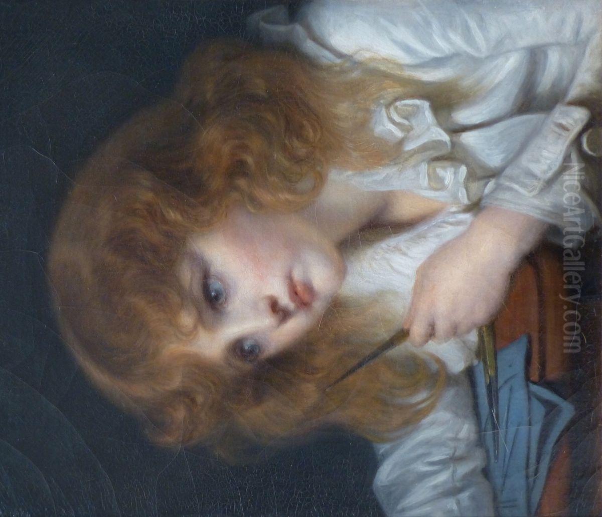 Le petit mathematicien Oil Painting by Jean-Baptiste Greuze