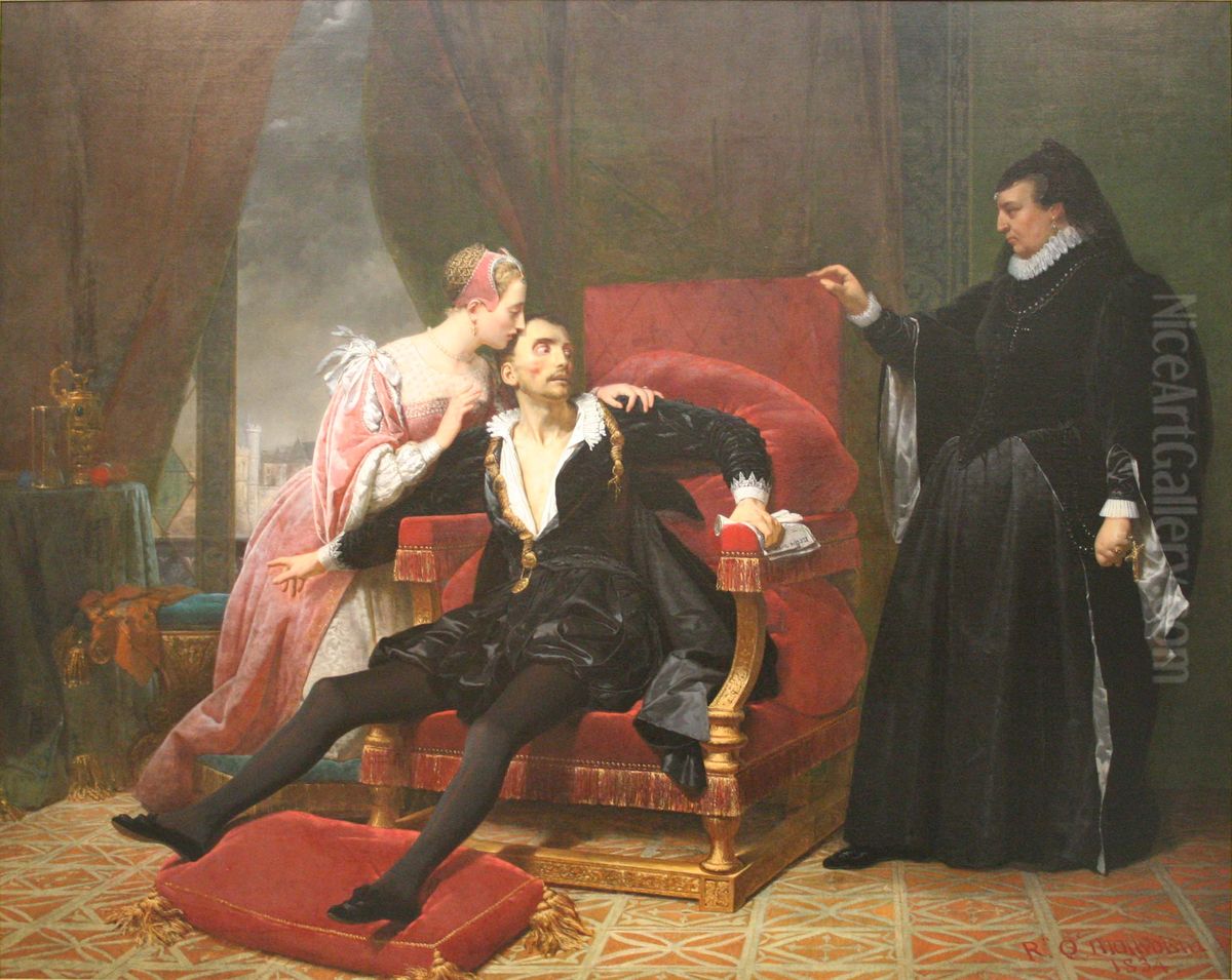 La mort de Charles IX Oil Painting by Raymond Monvoisin