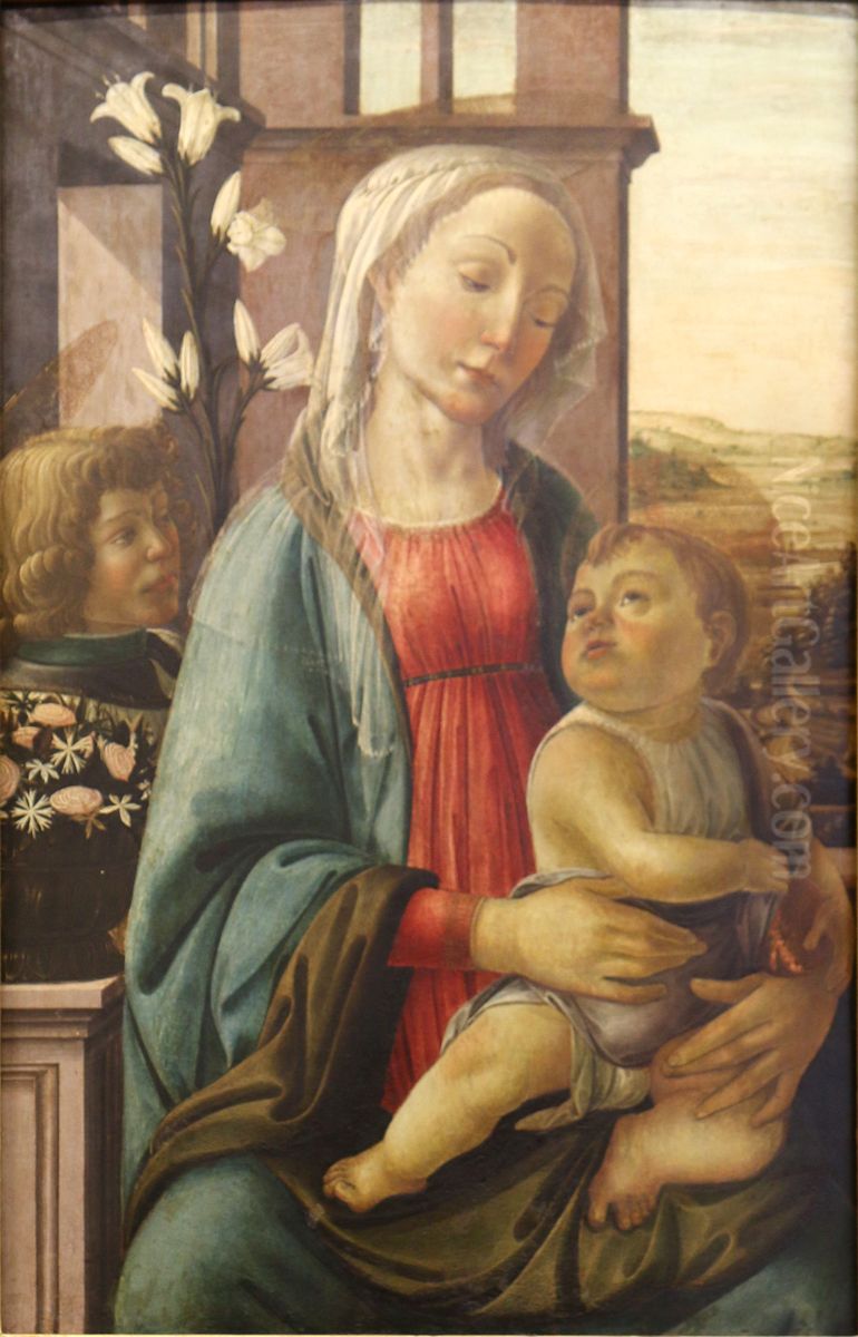 La Vierge et l'Enfant avec un ange Oil Painting by Sandro Botticelli