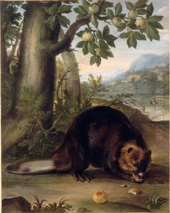 A beaver Oil Painting by Nicasius Bernaerts