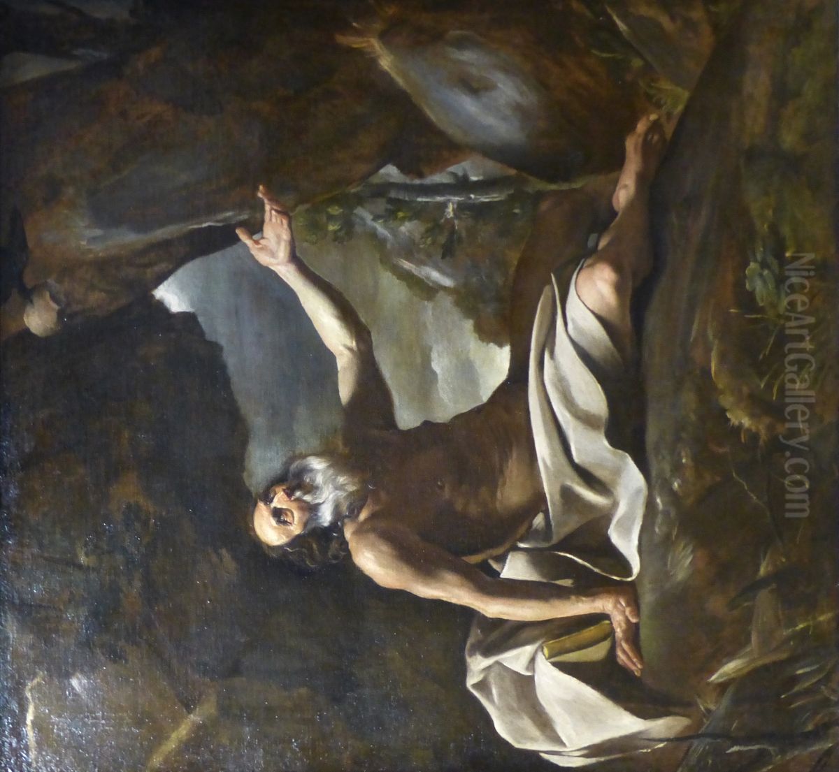 Elie nourri par le corbeau Oil Painting by Giovanni Lanfranco