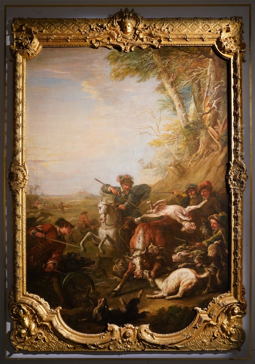 Chasse du taureau Oil Painting by Charles Parrocel