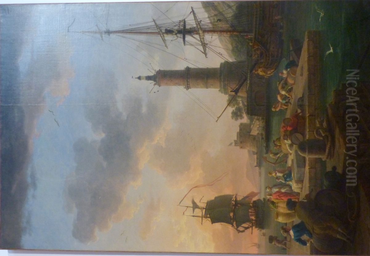 Le Soir a la mer. L'entree dans le port Oil Painting by Joseph Vernet