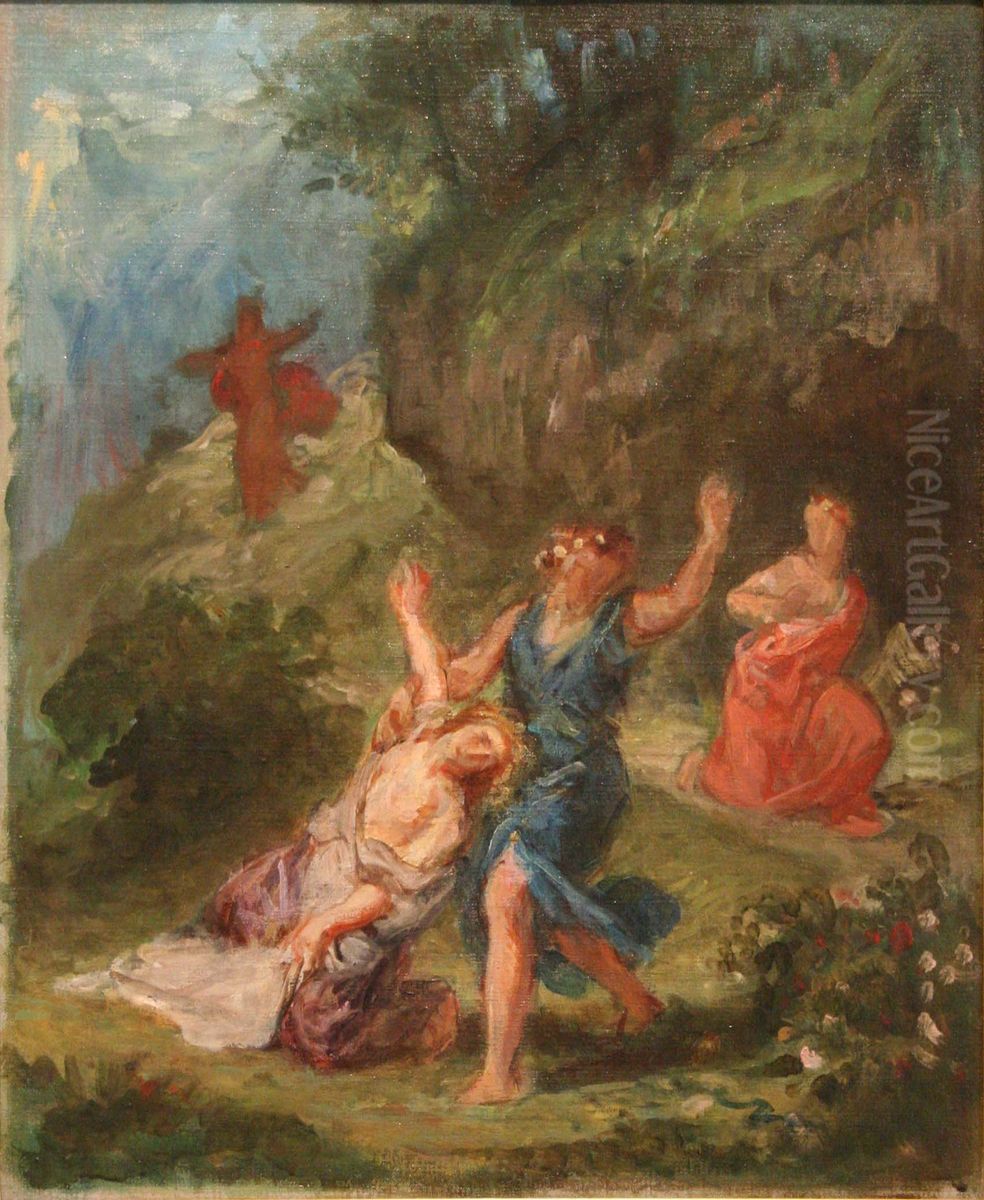 Orphee secourant Eurydice Oil Painting by Eugene Delacroix
