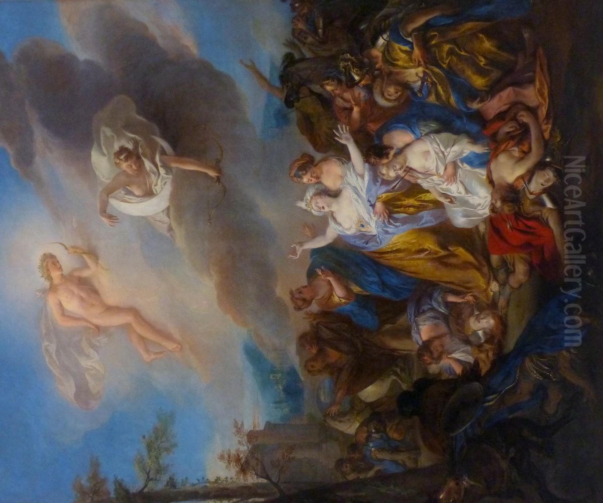 Apollo and Diana Piercing Niobe's Children with Arrows Oil Painting by Jean-Francois de Troy