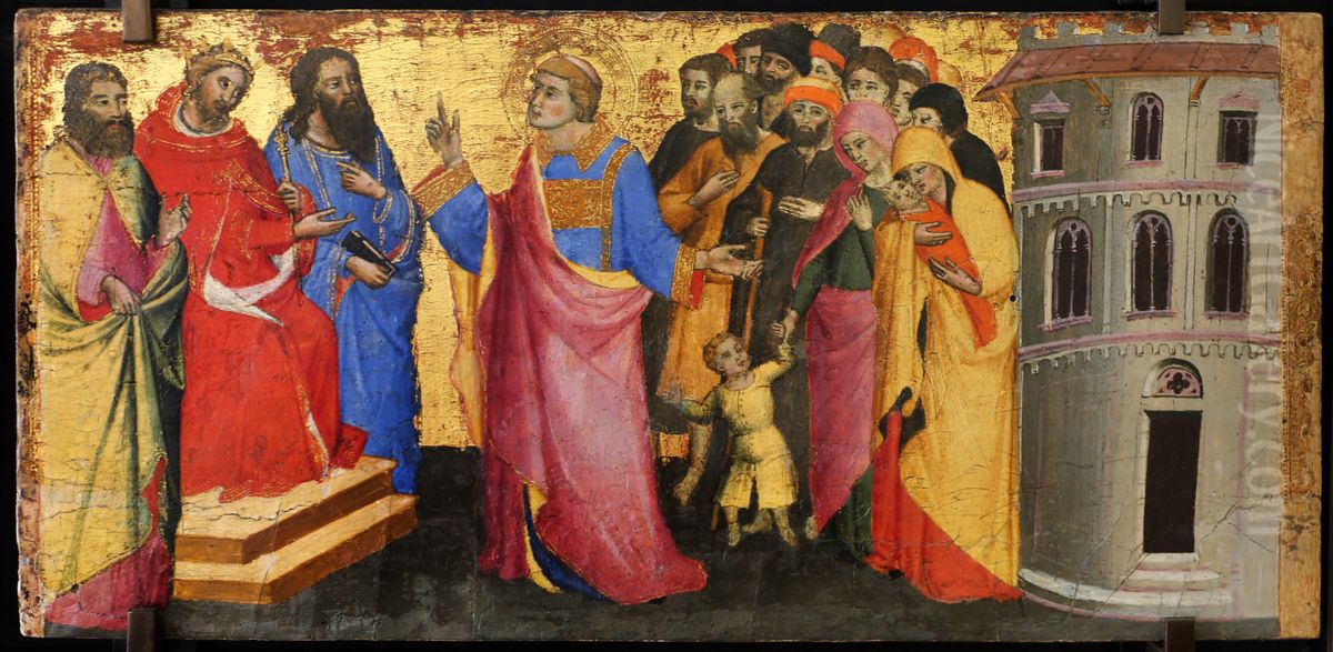 Saint Laurent rassemble les pauvres et les malades, et les presente a l'empereur comme les vrais tresors de l'Eglise. Oil Painting by Mariotto Di Nardo
