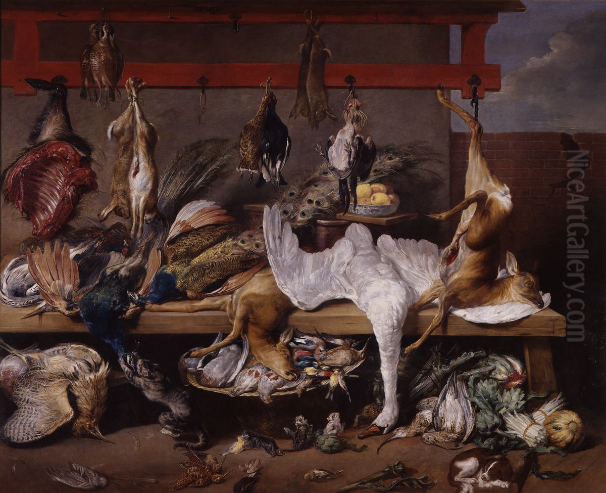 Table de cuisine avec gibier et legumes Oil Painting by Frans Snyders