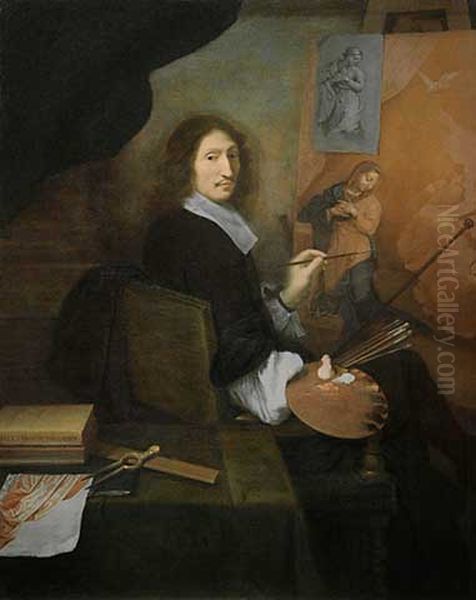 Portrait of Nicolas Mignard (1606-1668) Oil Painting by Paul Mignard
