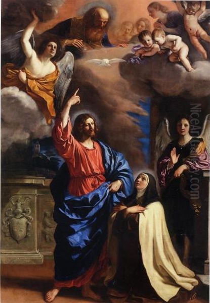 Le Christ apparaissant a sainte Therese Oil Painting by Giovanni Francesco Barbieri