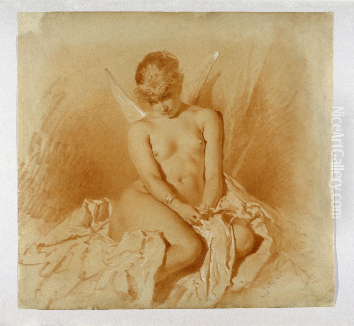 Psyche Oil Painting by Mihaly Zichy