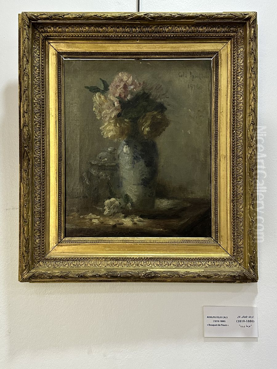 Bouquet of Flowers Oil Painting by Adolphe-Felix Cals