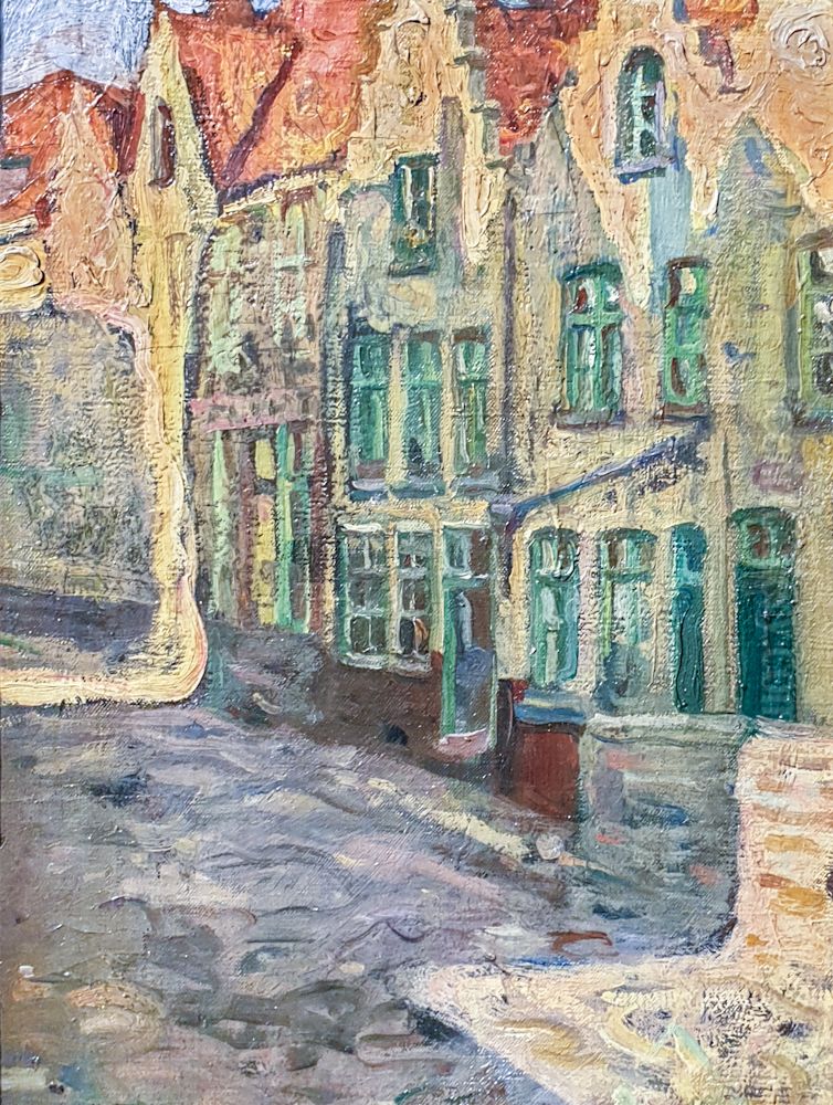 Sunny Street (Bruges) Oil Painting by Izsak Perlmutter