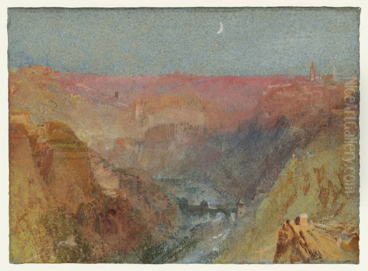 Luxembourg from the Alzette Valley to the North Oil Painting by J. M. W. Turner