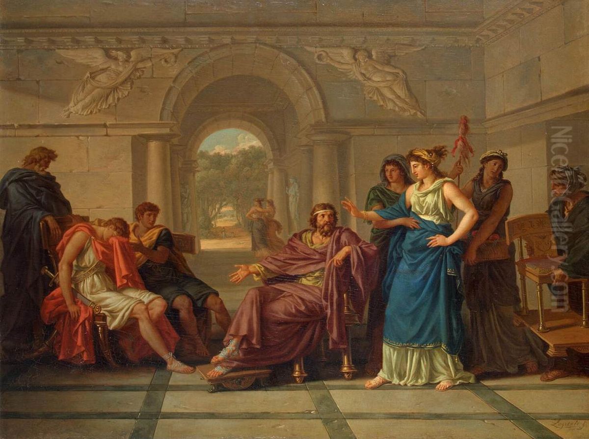 Helen Recognising Telemachus, Son of Odysseus Oil Painting by Jean-Jacques Lagrenee