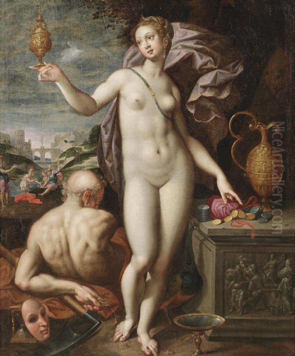 Juno holding a golden vessel Oil Painting by Jacob De Backer