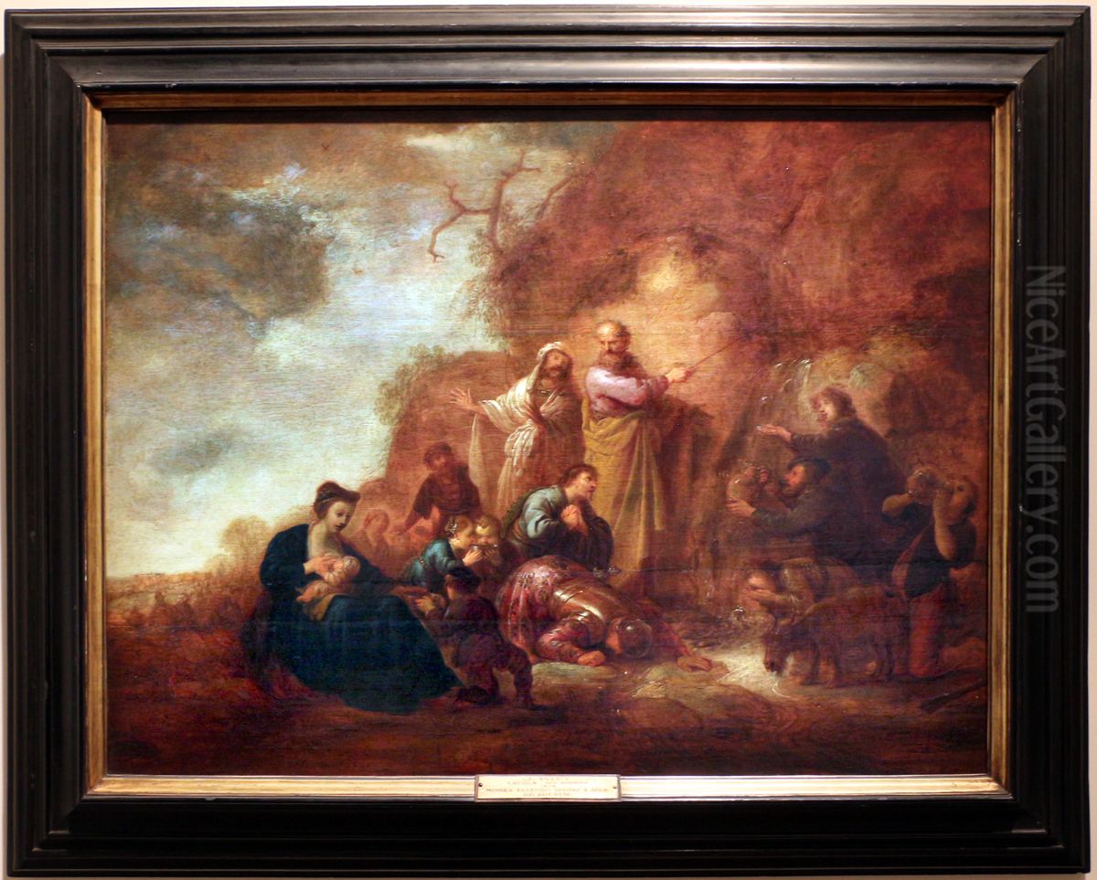 mose fa scaturire l'acqua dalla roccia Oil Painting by Jacob Willemsz de Wet