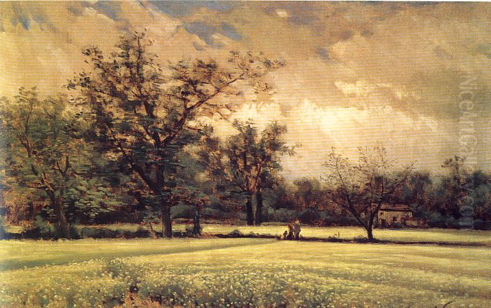 Campo de alfalfa Oil Painting by Joaquim Vayreda i Vila