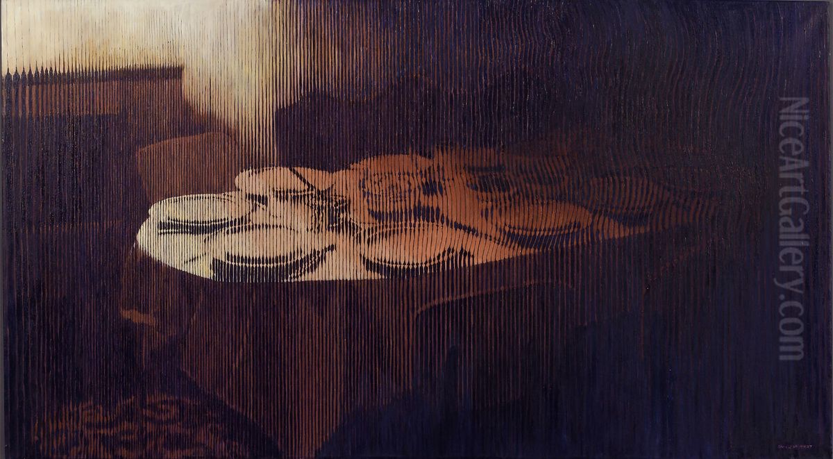 Seder Table Oil Painting by Dvora Morag