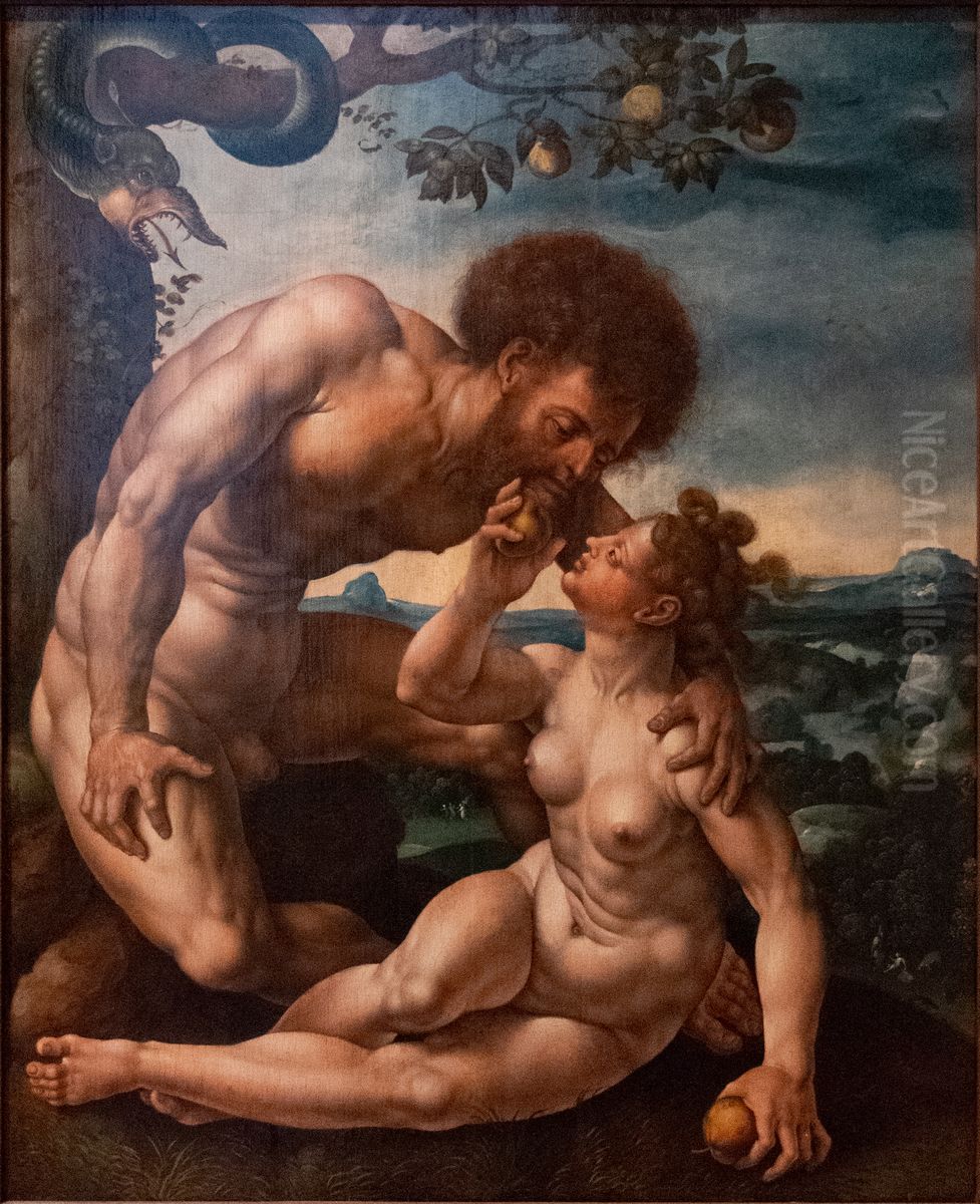 Adam and Eve Oil Painting by Jan Gossaert