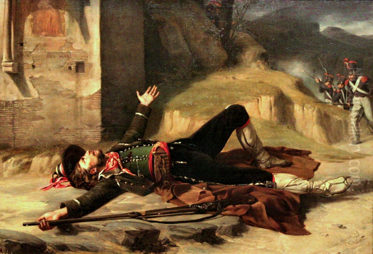 Dying brigand Oil Painting by Guillaume Bodinier