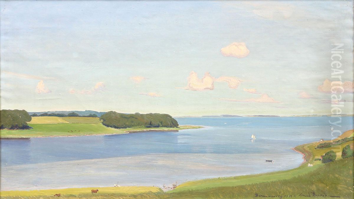 Bramsnaesvig on a summer day. Oil Painting by Knud Dybvad