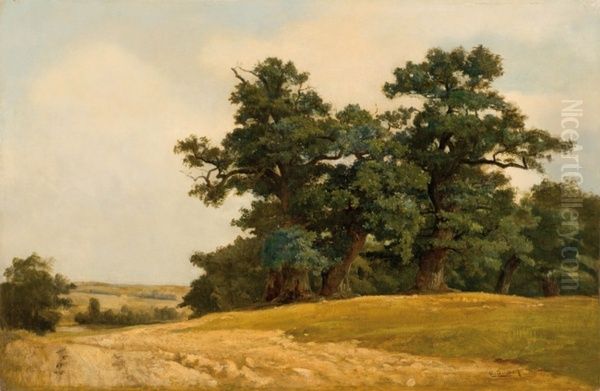 Landscape with oaks Oil Painting by Eugen Ducker