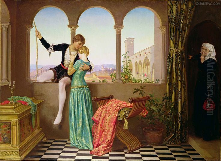 Romeo and Juliet Farewell Oil Painting by Eleanor Fortescue-Brickdale