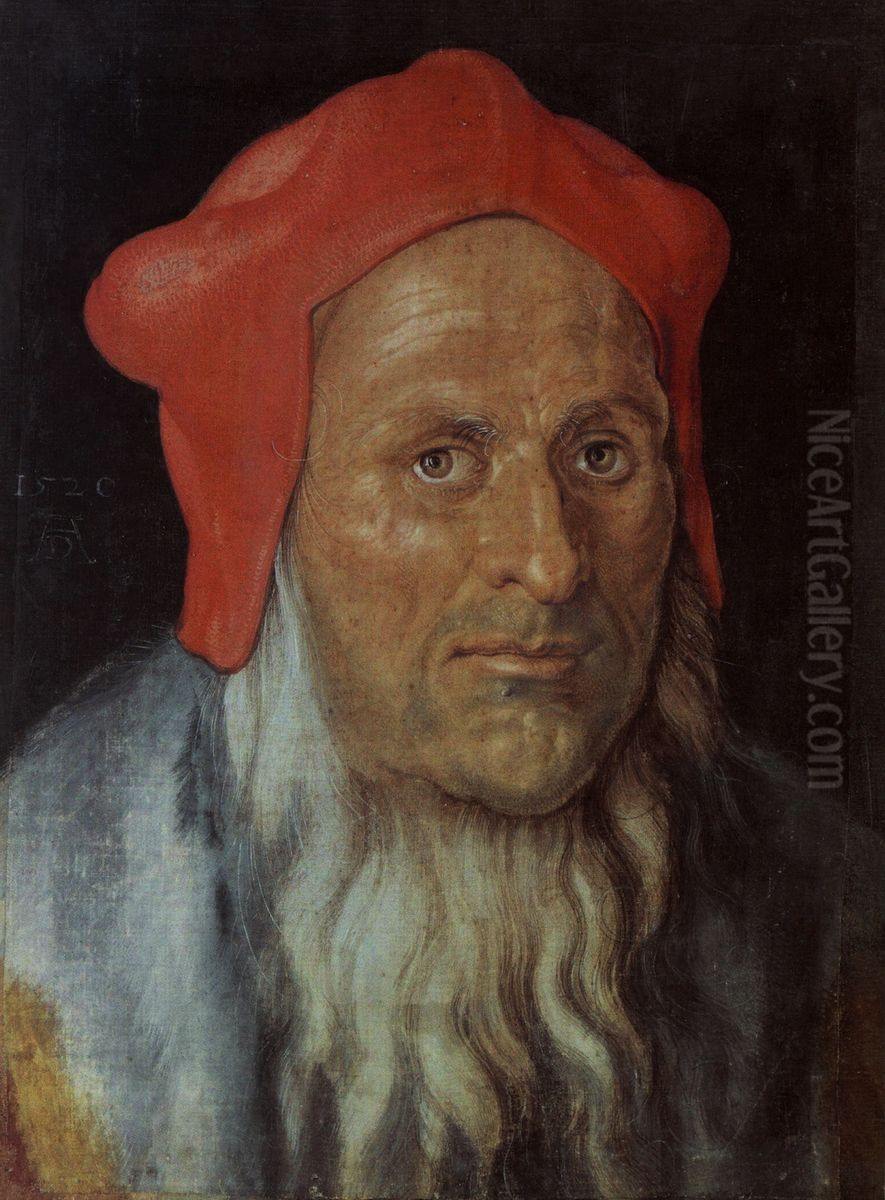 Portrat eines bartigen Mannes mit roter Kappe Oil Painting by Albrecht Durer