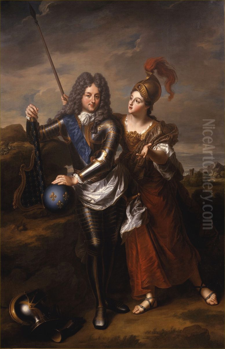 Philippe II d'Orleans, Regent of France and Madame de Parabere as Minerva Oil Painting by Jean-Baptiste Santerre