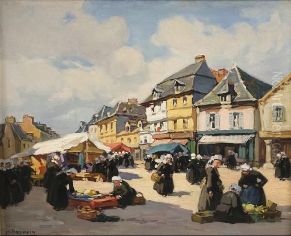 Marche de Dol, Bretagne Oil Painting by Henri Alphonse Barnoin