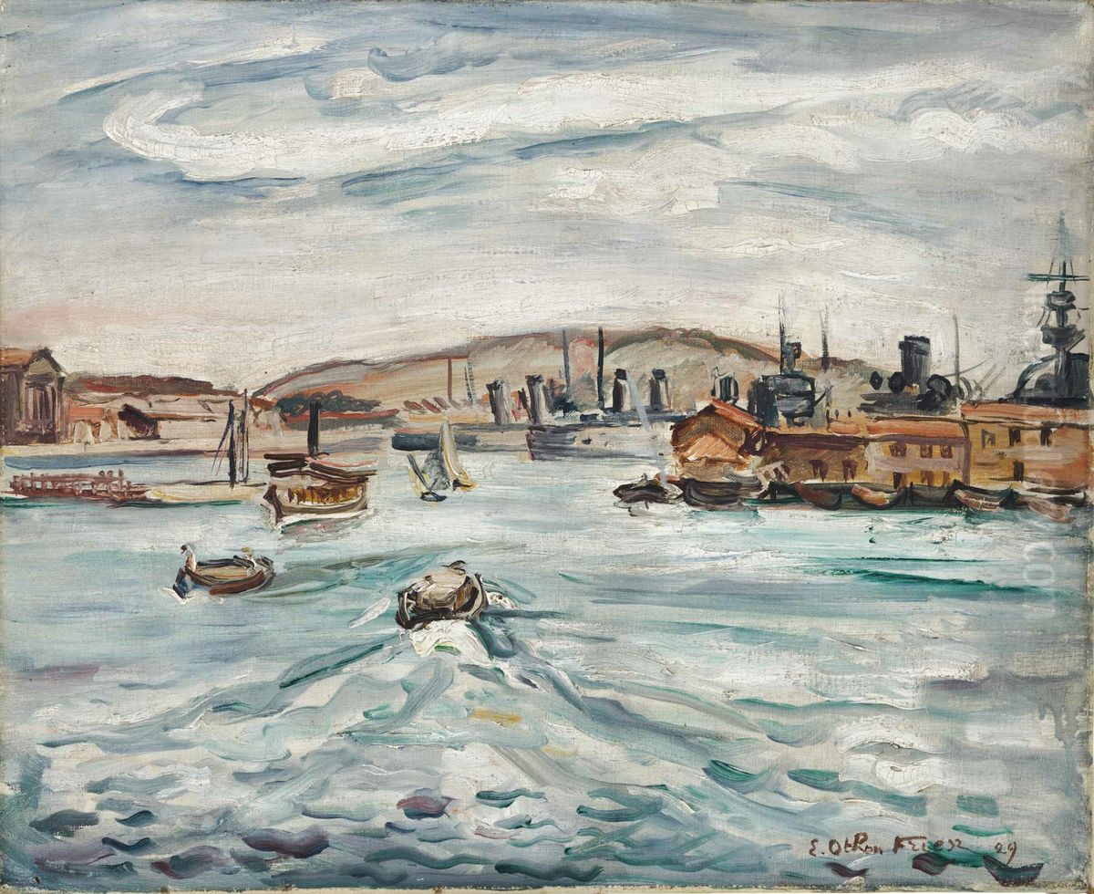 Port de Cherbourg (Othon Friesz) Oil Painting by Othon Friesz