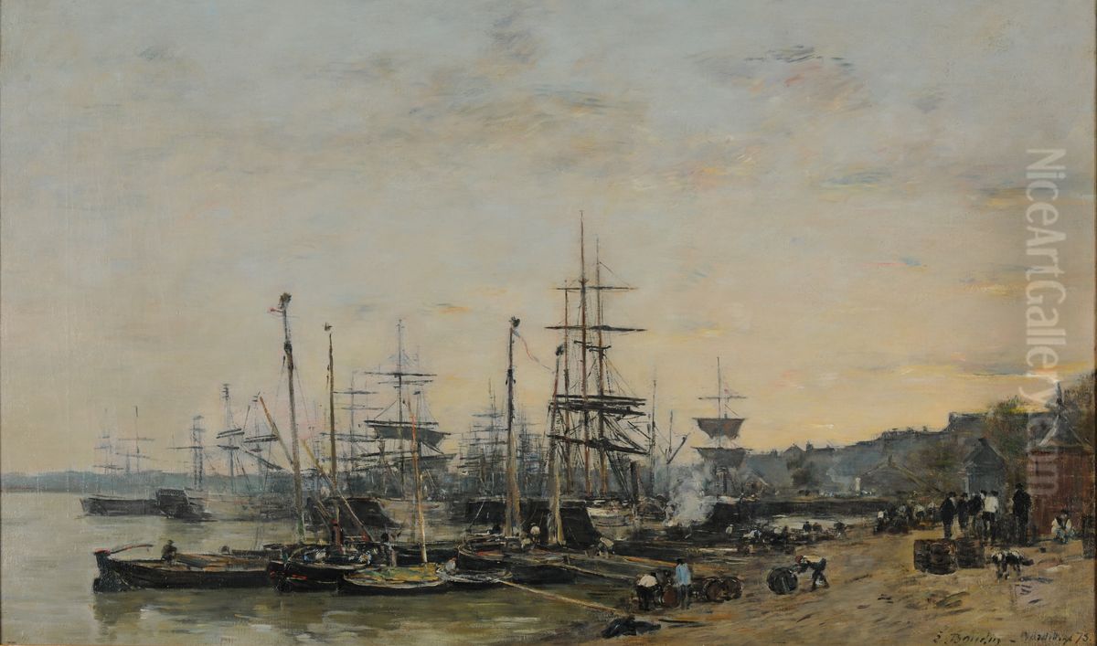 Le port de Bordeaux, vu du quai des Chartrons Oil Painting by Eugene Louis Boudin