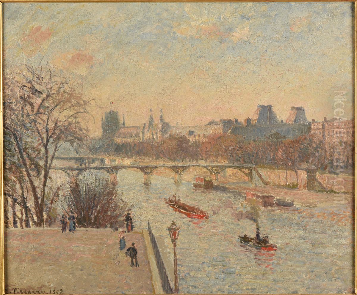Le Louvre Oil Painting by Camille Pissarro