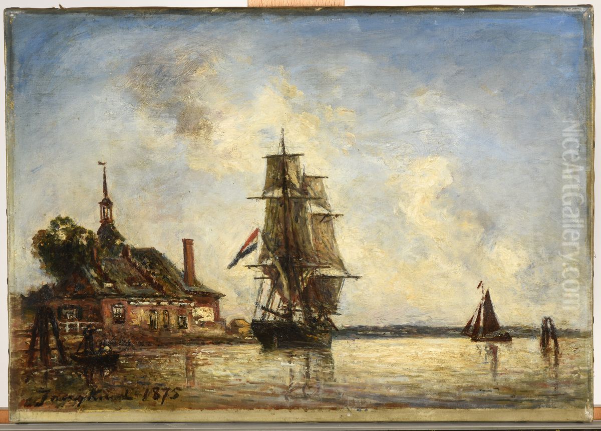 Canal en Hollande Oil Painting by Johan Jongkind