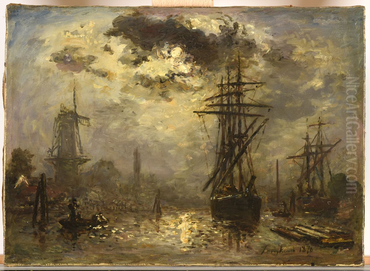 Les moulins de Rotterdam Oil Painting by Johan Jongkind