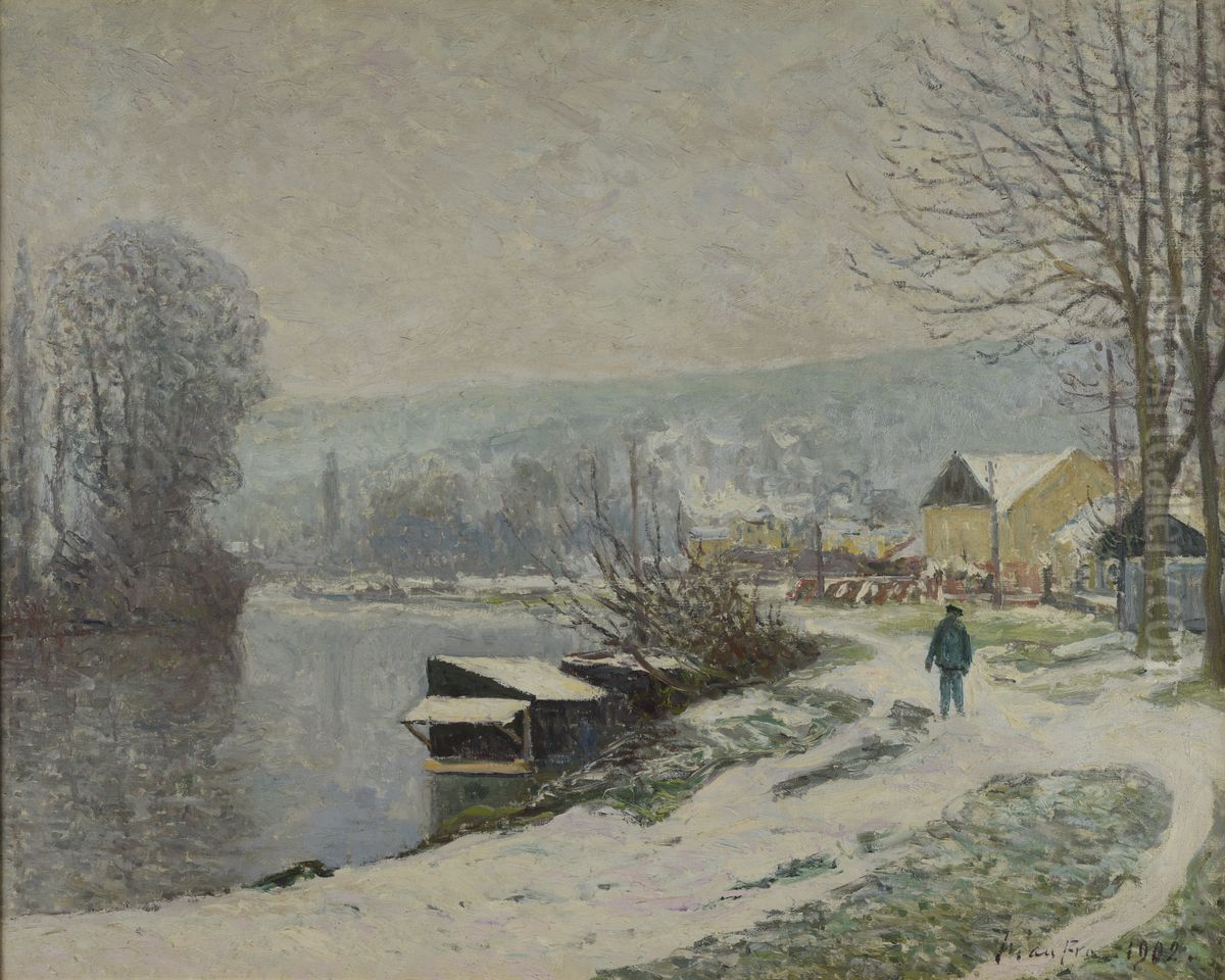 La neige a Port-Marly Oil Painting by Maxime Maufra