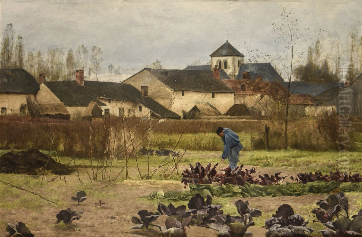 Jardinage d'automne Oil Painting by Emile Barau