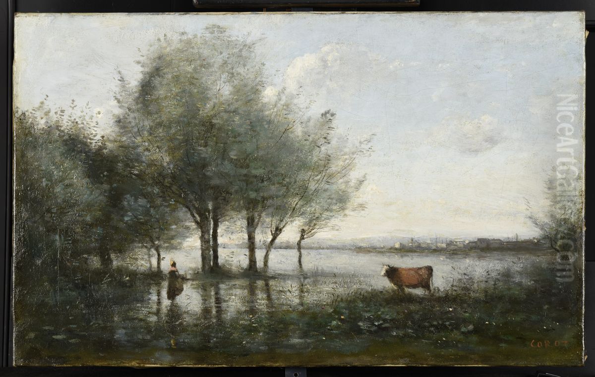 Le Marais Oil Painting by Jean-Baptiste Camille Corot