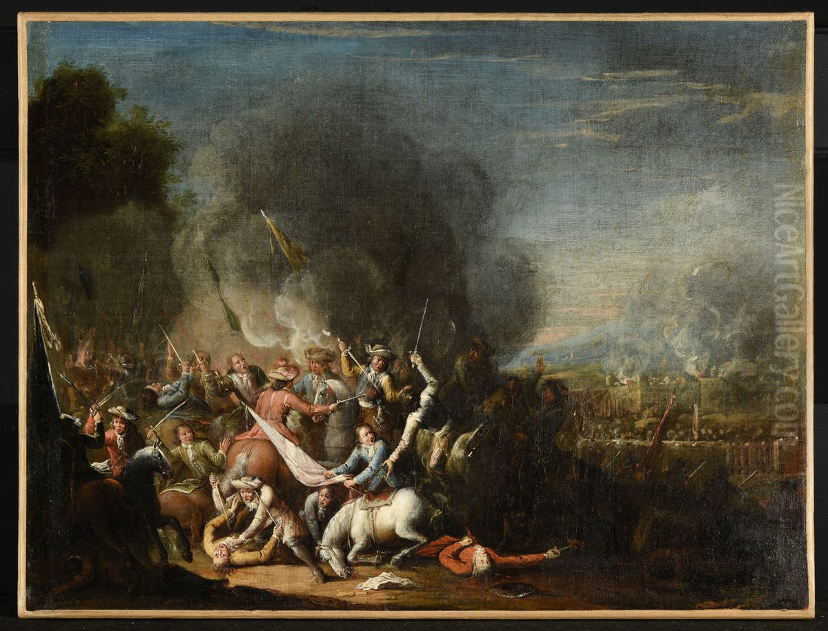 Bataille Oil Painting by Louis-Joseph Watteau