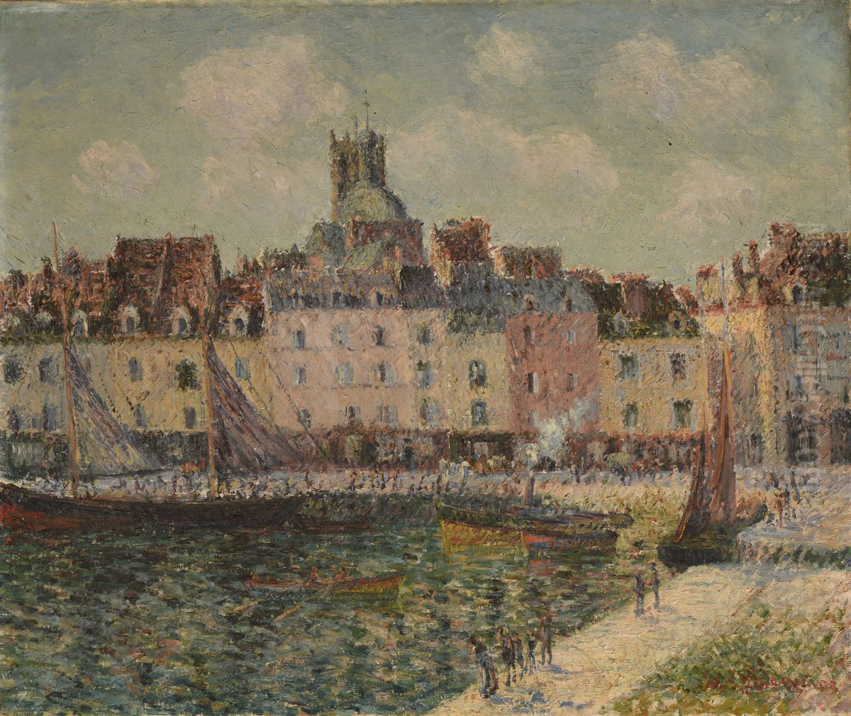 Le Quai Duquesne a Dieppe Oil Painting by Gustave Loiseau