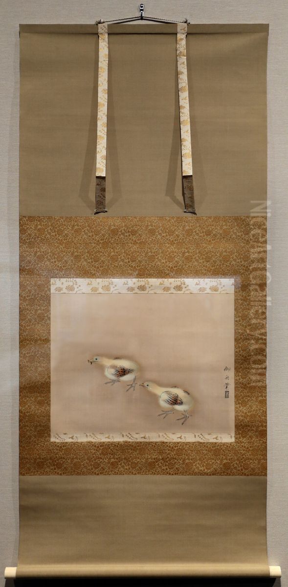 Galline Oil Painting by Gyoshu Hayami